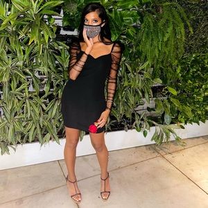 3 for $25 PLT black dress with mesh sleeves